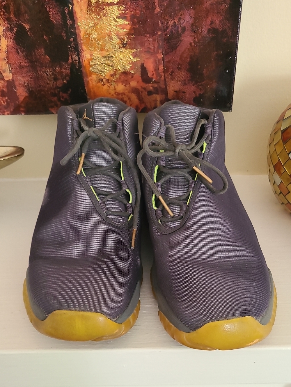 Air Jordan Future Gray Athletic Sneakers with Yellow Gum Sole